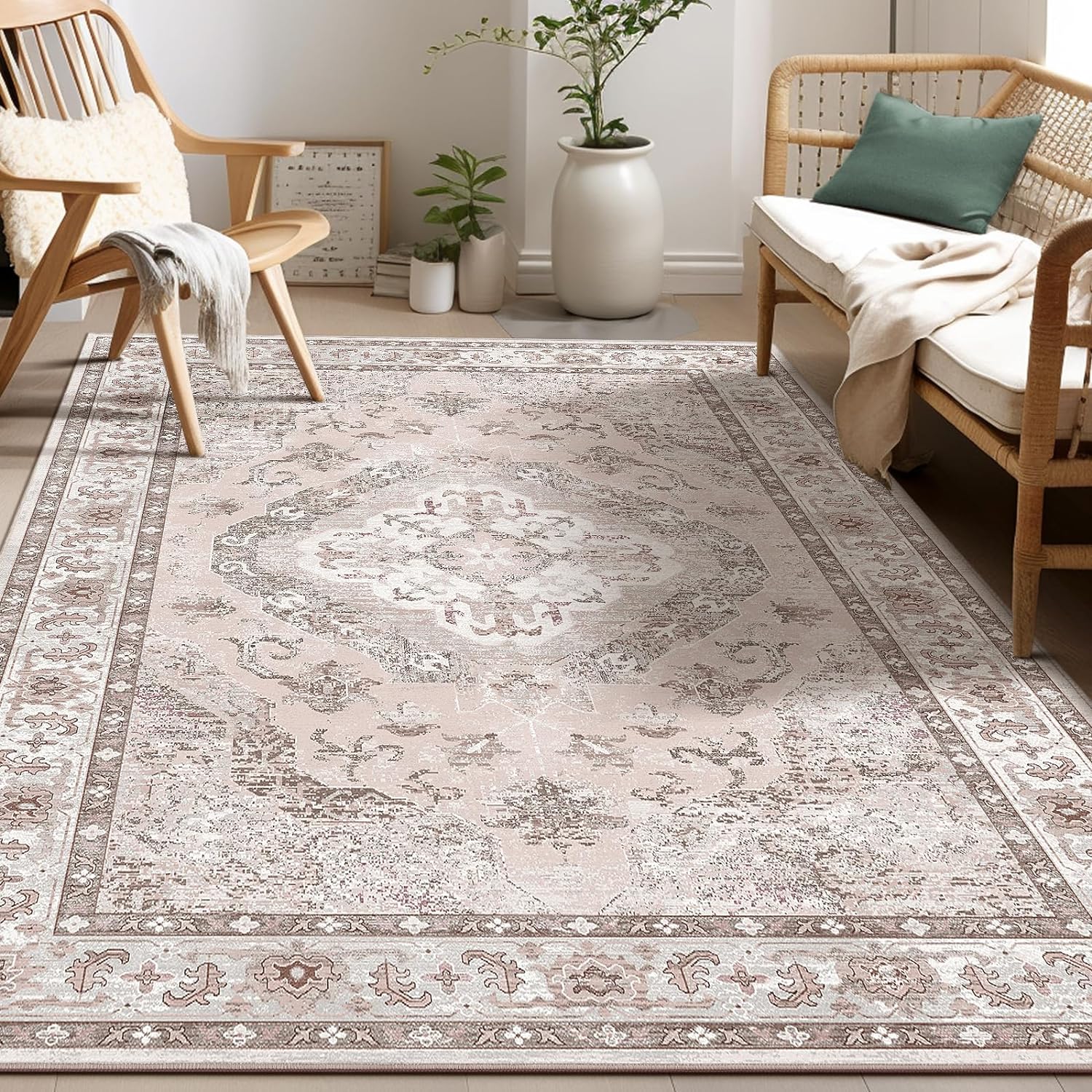 Area Rugs for Living Room,5×7 low pile